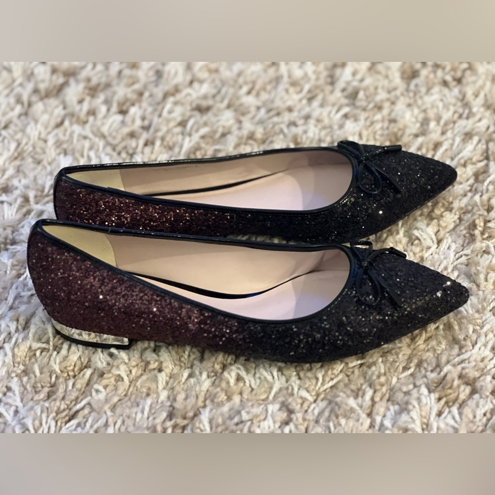 Elegant Black and Brown Glitter Flats